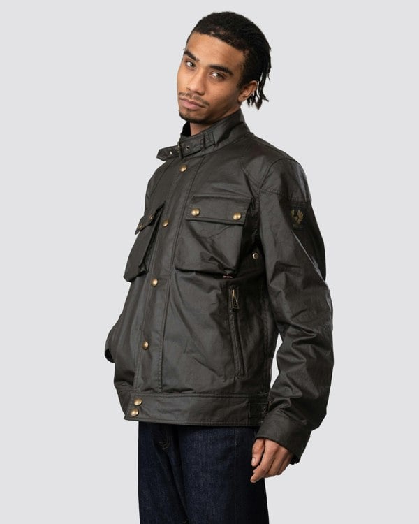 Belstaff Racemaster Mens Waxed Cotton Compact Field Jacket - Faded Olive