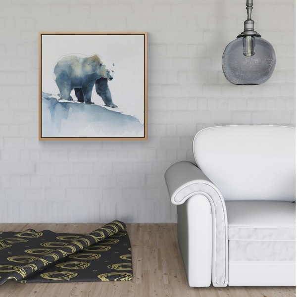 Warren Reed Polar Bear Watercolour Framed Canvas