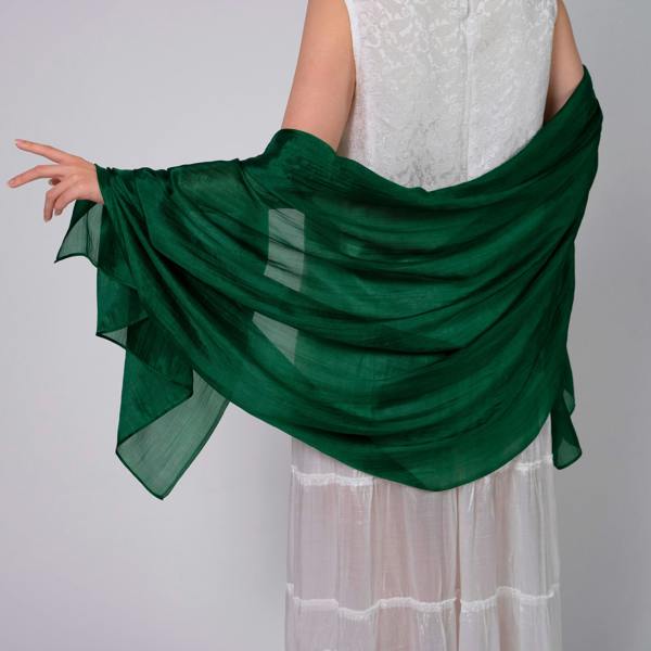 Forest Green Silk Scarf – Hand-Dyed Mulberry Silk, Eid & Evening Wrap