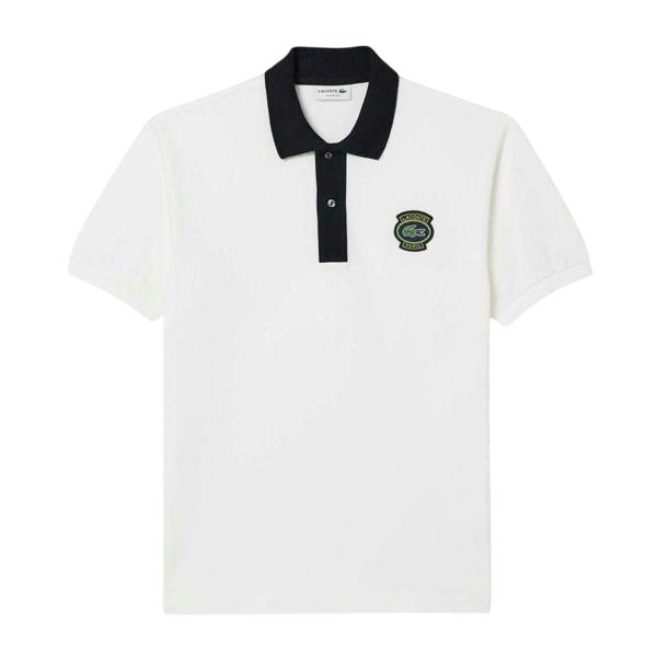 Lacoste Mens Heritage Polo Shirt - White/Black - 