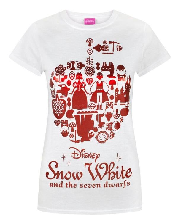 Disney Womens White Snow White Short Sleeved T-Shirt