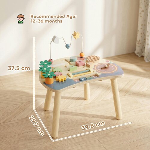 AIYAPLAY Wooden Baby Activity Table, 6-in-1 Montessori Activity Table