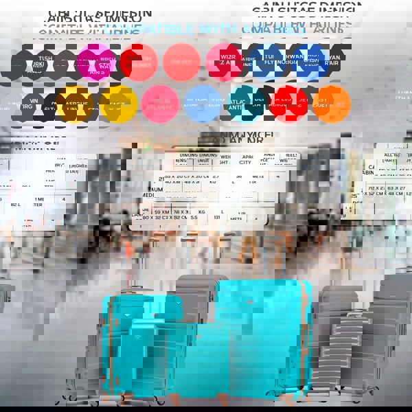 Flight Knight 55x40x20cm Cabin Carry On Luggage with Medium Case and Large Size Check-in Hold Suitcase