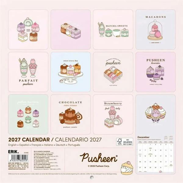 Pusheen Calendar 2027, Wall Calendars, Month To View, Humour, Gift