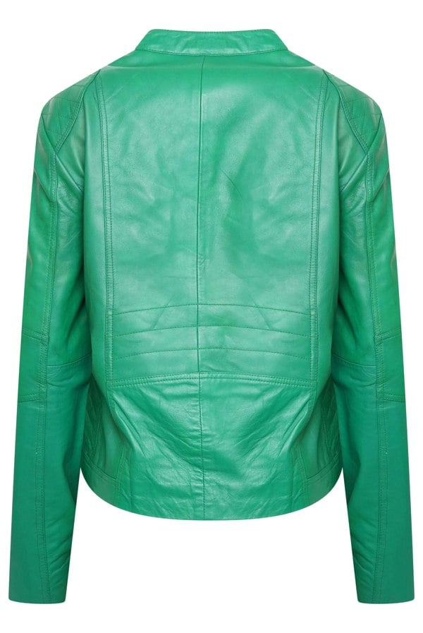 Pelle D’annata Ladies Real Leather Biker Jacket - Cool Green