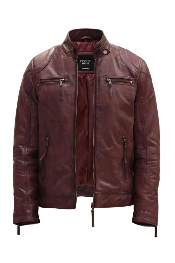 Infinity Leather Mens Moto Leather Biker Jacket-Taiwan