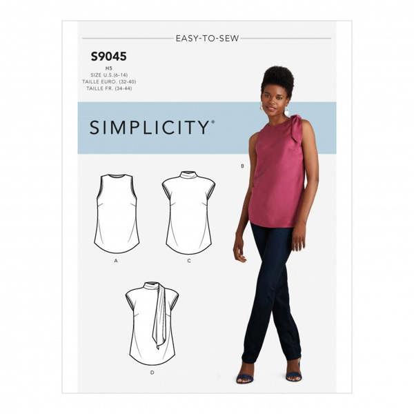 Simplicity Sewing Pattern 9045, Tops for Women, H5 (6-8-10-12-14) - Intermediate