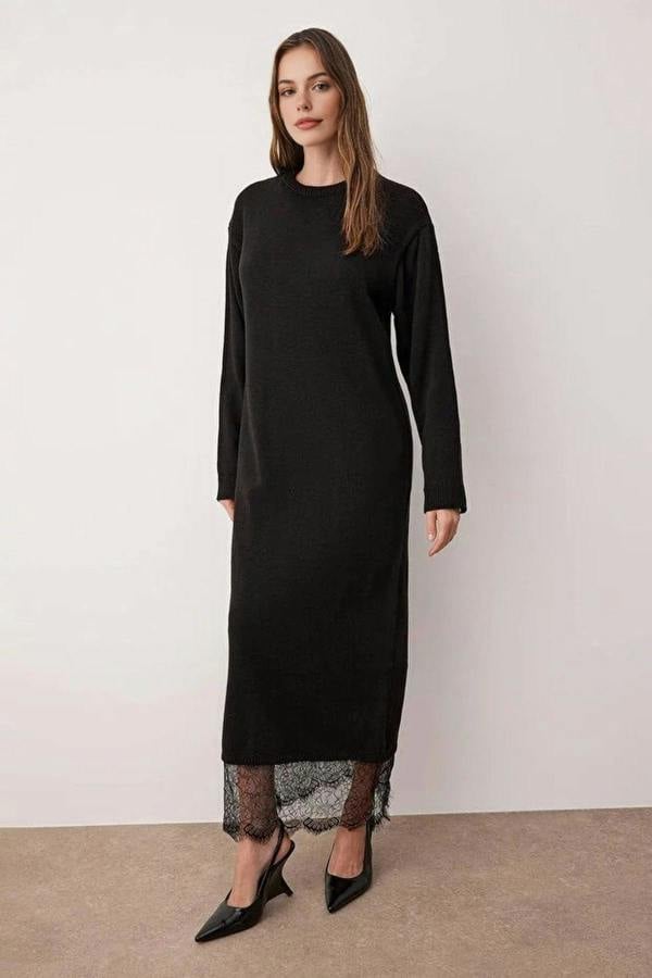 WOVCOR Lace Detail Knitted Dress