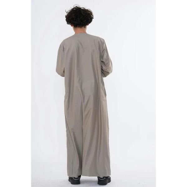 HM10 - Boy's Thobe Emirati Omani Zipped Jubba - Beige - Thobez - 7