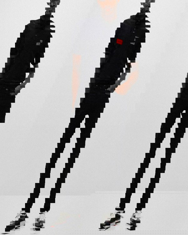 HUGO Dereso222 Mens Cotton Piqué Slim-Fit Polo Shirt with Logo Label NOS - Black 001