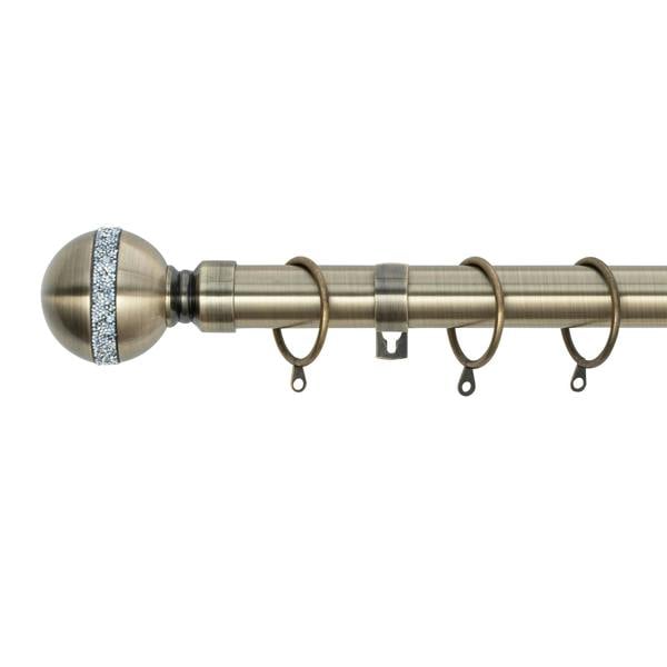 A.Unique Home Diamante Ball Metal Extendable Curtain Pole with Rings and Fittings, In a Variety of Colours and Sizes (25/28mm)
