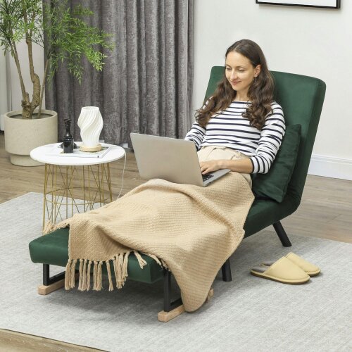 Wyld Haus Zifayo Velvet Green 4 In One Convertible Single Chair Bed With Cushion