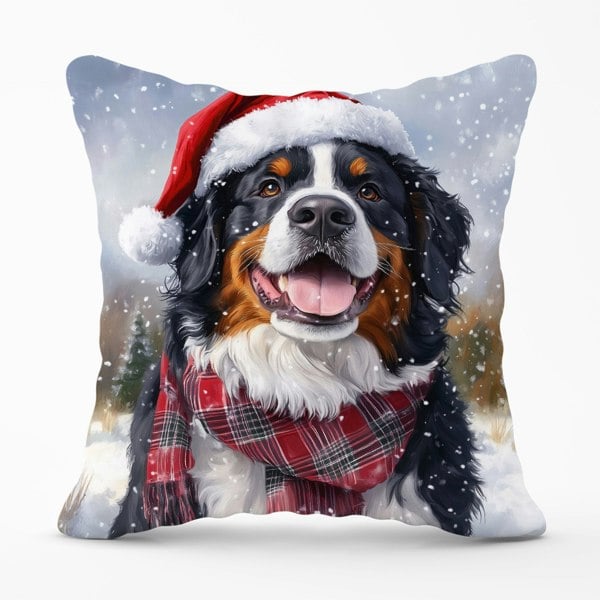 Warren Reed Christmas Bernese Mountain Dog Cushion