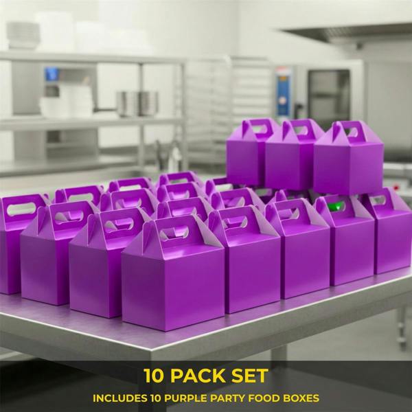 Size Options Purple Cardboard Party Food Boxes for Snacks, Cakes and Takeaway Treats image 9