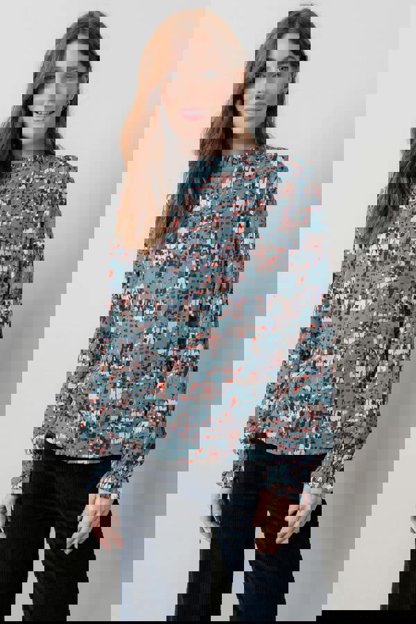 Lily & Me Fiona Gathered Neck Blouse Sea Mist