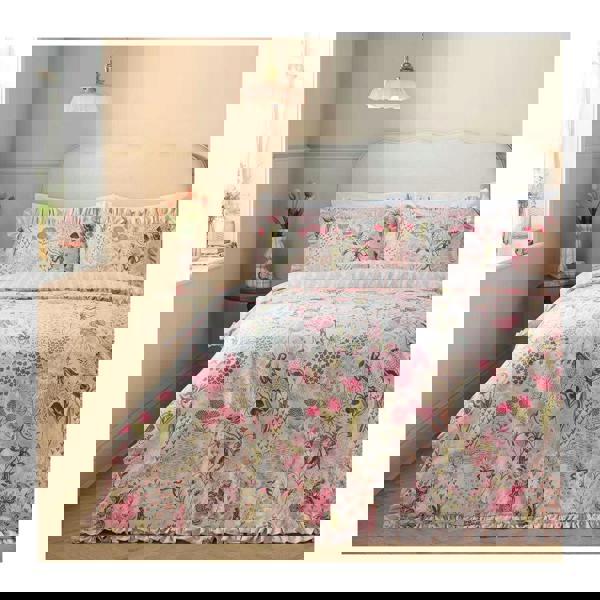 Furn Gardenia Reversible Ruffled Duvet Cover Set - Pink