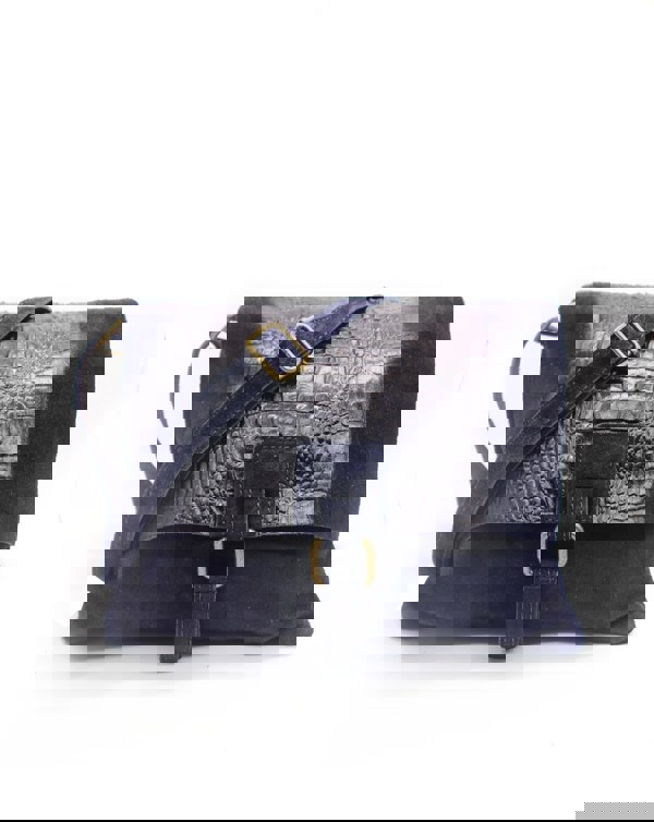 Kitise Italian Soft Suede Leather Croc Skin Pattern Flap Over Small  Cross Body Bag