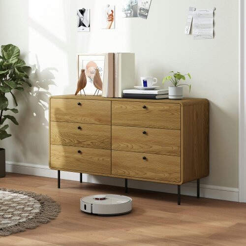 Wyld Haus Naniba Wood Oak Finish 6 Drawer Storage Chest