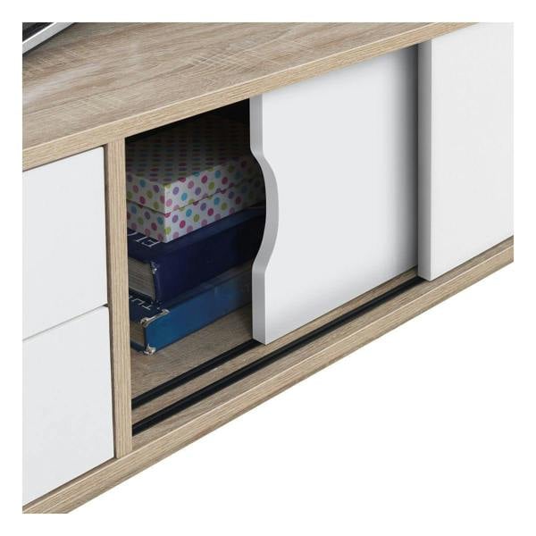 Timber Art Design Alford Scandinavian TV Unit Stand 120cm Media Cabinet +2 Drawers