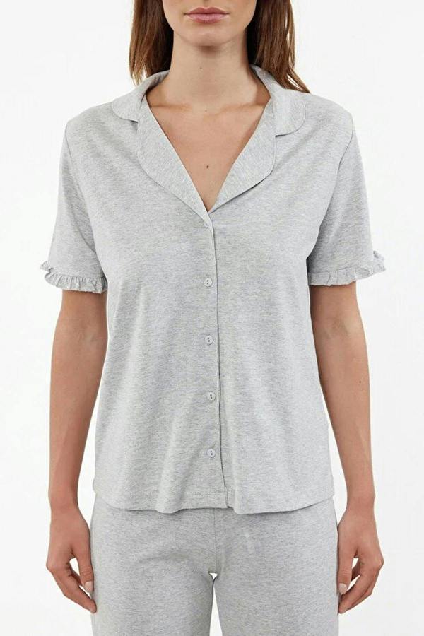 WOVCOR 2-Piece 100% Cotton Ruffle Detail Knitted Pajama Set