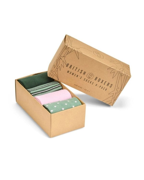 British Boxers Women's Bamboo Four-Pair Sock Gift Box – Juniper
