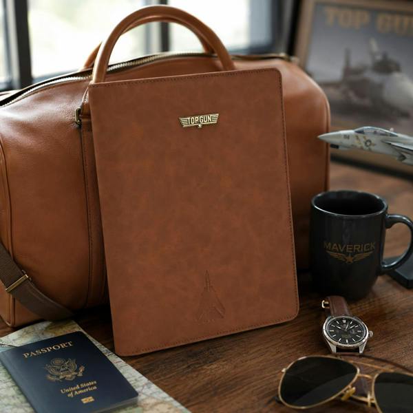 Widdop & Co Top Gun PU Leather Travel Tech Portfolio Tan