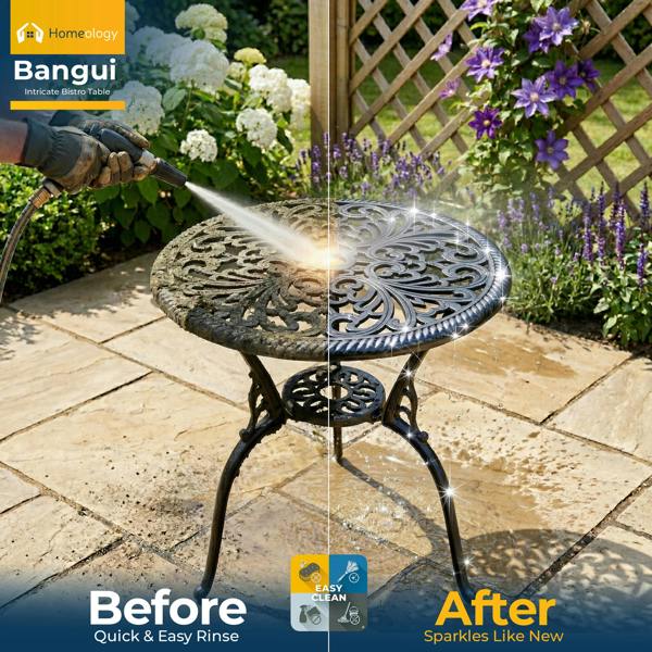 Homeology BANGUI Black Garden and Patio Cast Aluminium Bistro Table