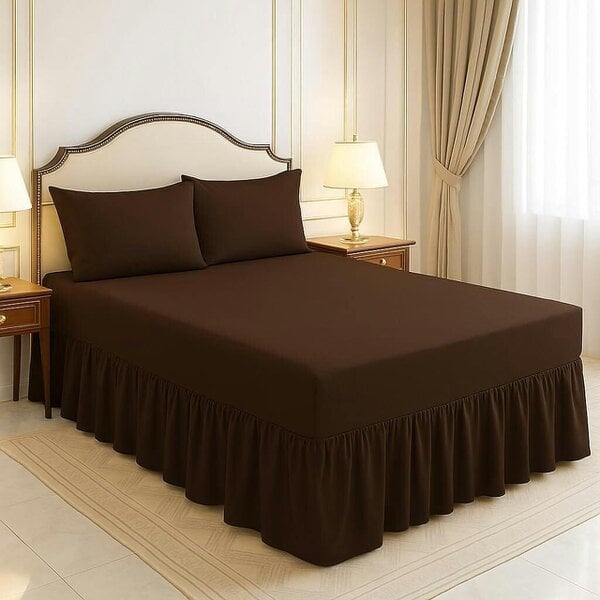Night Zone 200 Thread Count Egyptian Cotton Pleated Valance Sheet – Hotel Quality Bed Valance - Chocolate