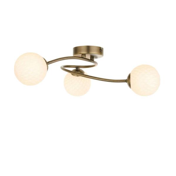Pagazzi Lighting Jaymie 3-Light Antique Brass Semi-Flush Ceiling Light