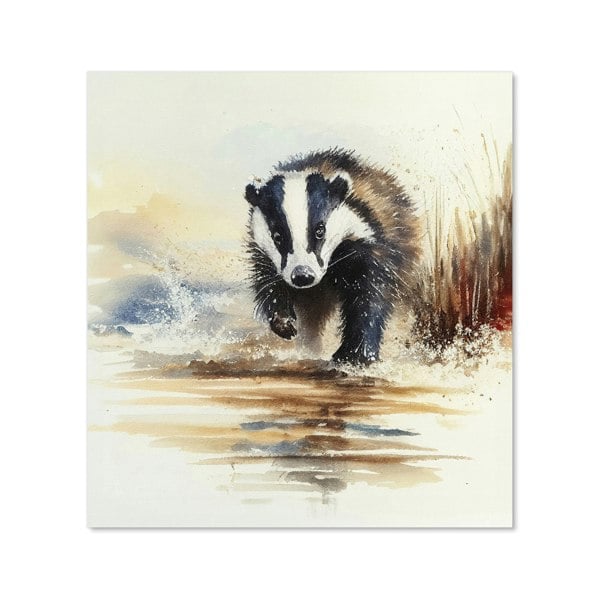 Warren Reed - Designer Wading Badger Watercolour Kitchen Splashback