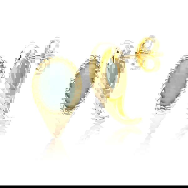 Gemondo Classic Oval Green Jadeite Drop Stud Earrings in 9ct Yellow Gold