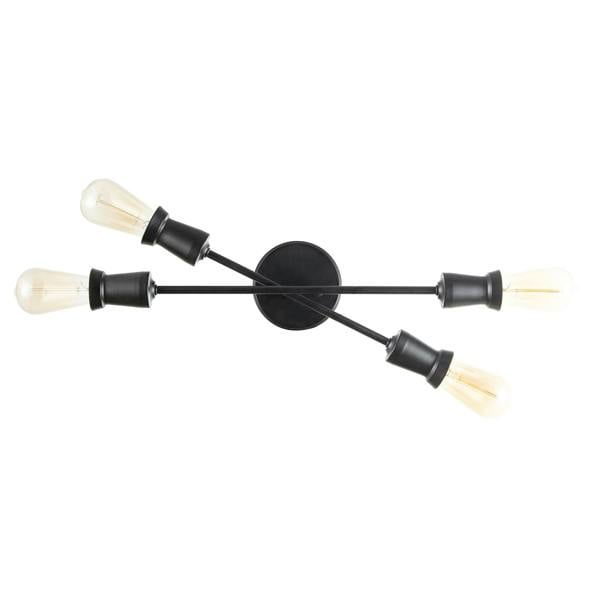 Industrial Vintage Matte Black Ceiling Light with Straight Metal Arms Image 4