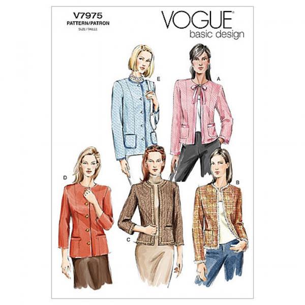Vogue Sewing Pattern 7975, Jackets for Women, Sizes: 6-8-10 - Easy