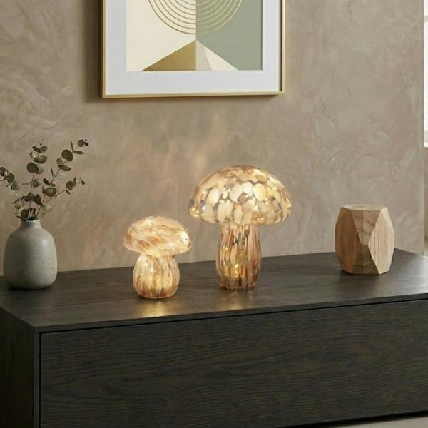 Garden Greatness Maison Blanc Duo LED Glass Mushroom Lamp