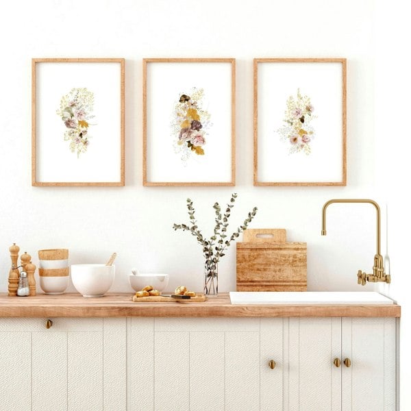 Prints for kitchen wall | set of 3 framed wall art