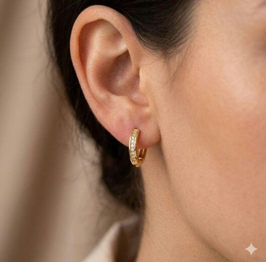 The Colourful Aura Gold Crystal Huggie Hoop Earrings 1cm Brass Huggie Hoops