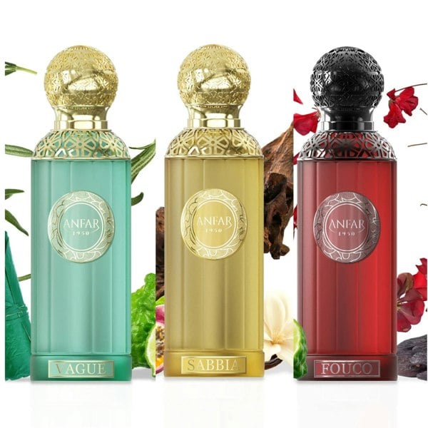 Anfar 1950 Sabbia 100ml with other Elements Collection bottles