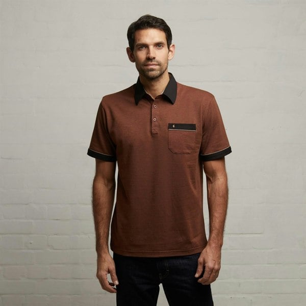 Gabicci G53X11 Mens Short Sleeve Oxford Jersey Polo Shirt Gabicci Classic - WALNUT