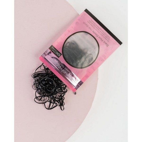 Brushworks Black Flexi Elastic Hair Bands - 100 Pieces