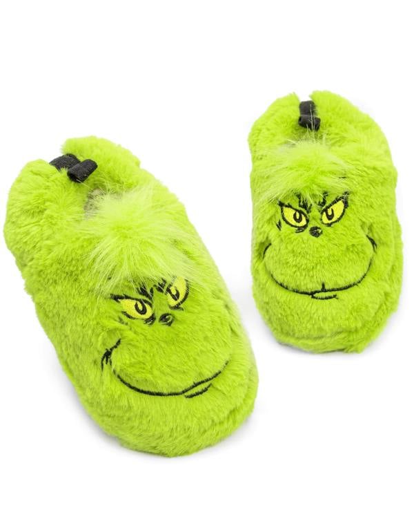 The Grinch Boys Green Character Slip On Loafer Slippers
