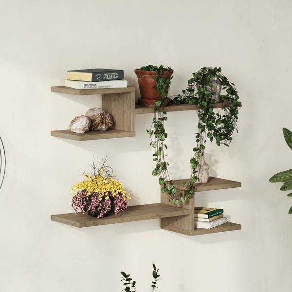 Decortie Fork Modern Wall Mounted Floating Shelf Unique Design Set 2 Piece Shelf 75cm