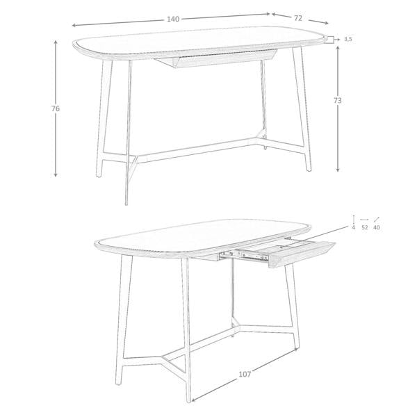 Angel Cerdá Writing desk walnut and black steel with black glass top 3137