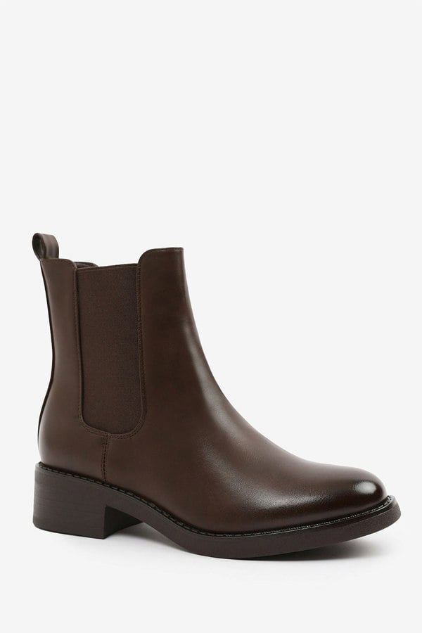 Where's That From Olivia Wide Fit Ankle Boot With Elastic Panel and Side Zip in Dark Brown Faux Leather