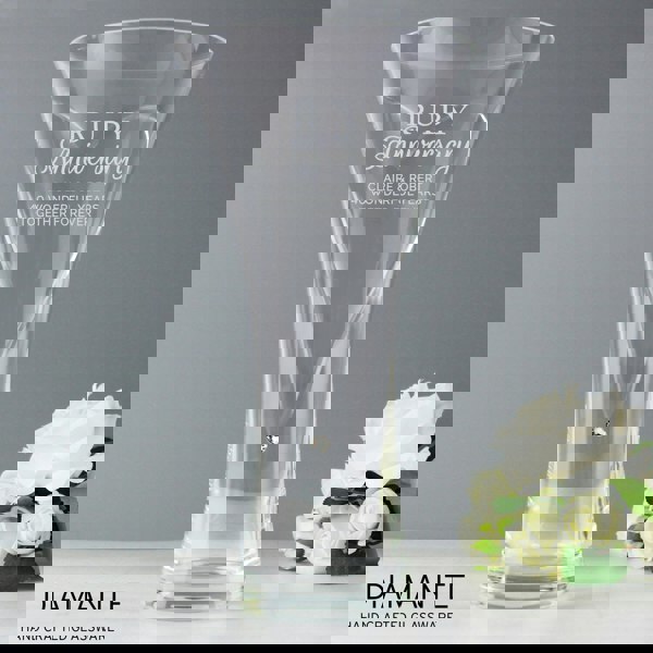 Personalised Memento Company Personalised Ruby Anniversary Large Hand Cut Diamante Heart Vase