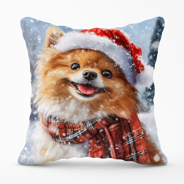 Warren Reed Christmas Pomeranian Cushion