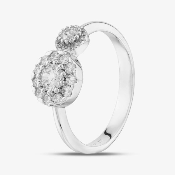 T. H. Baker Sterling Silver Cubic Zirconia Round Cluster Ring ML06384A