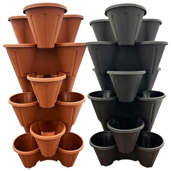 Trio 3 Pot Strawberry Stacking Planters For Planting, Gardening, Herbs & Flowers