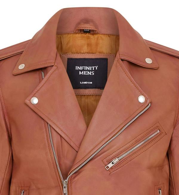 Infinity Leather Mens Classic Brando Leather Biker Jacket - Heinola