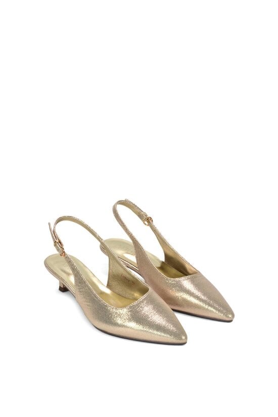 XY LONDON Slingback Kitten Heel Court Shoes With Pointed Toe