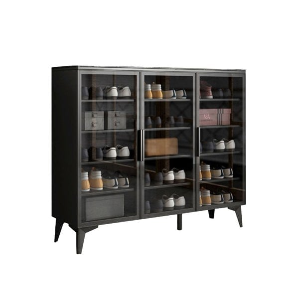 Detail view of Camila Shoe Storage, Black with shoe storage for wardrobe